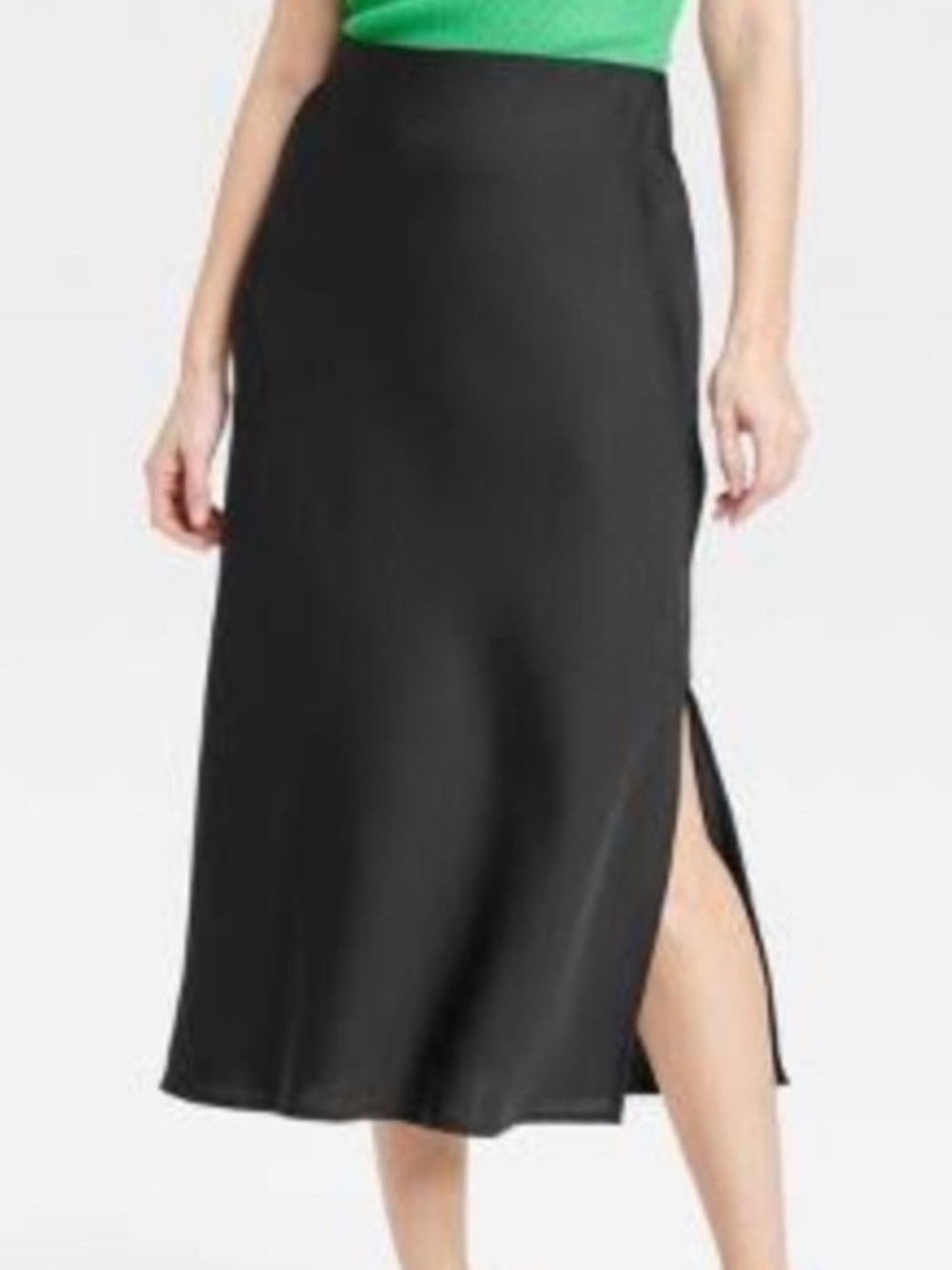 a new day Black Midi Slip Skirt with Side Slit